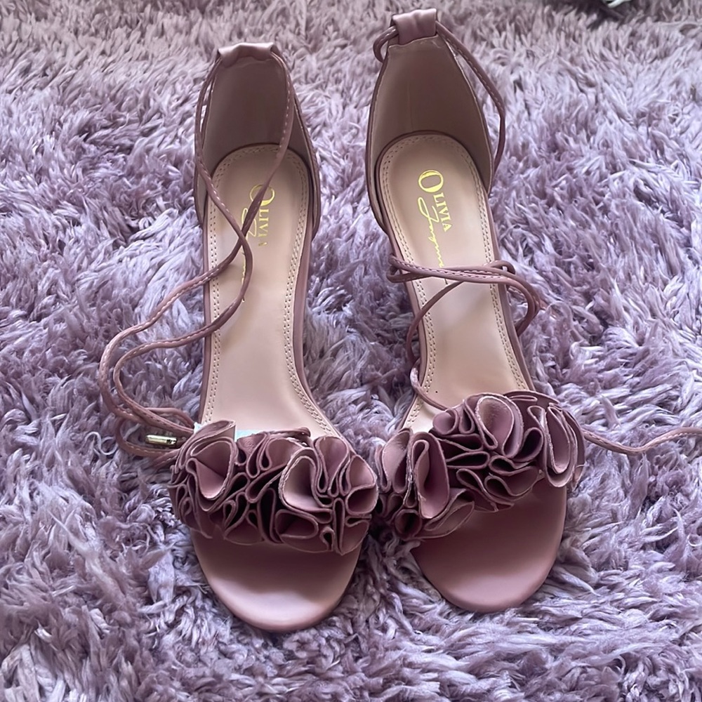 mauve pink lace up heels, size 8